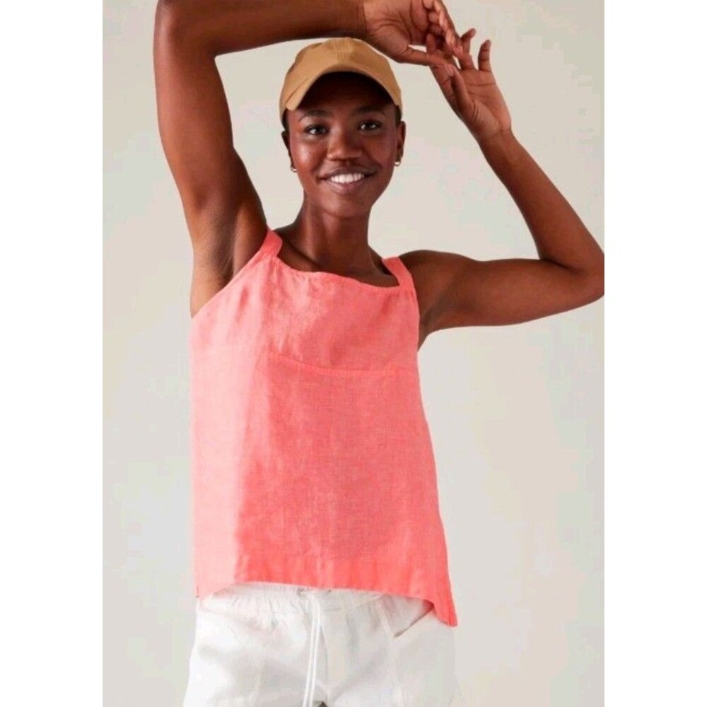 Athleta Voyager Pink Linen Tank Adjustable Strap Sz L